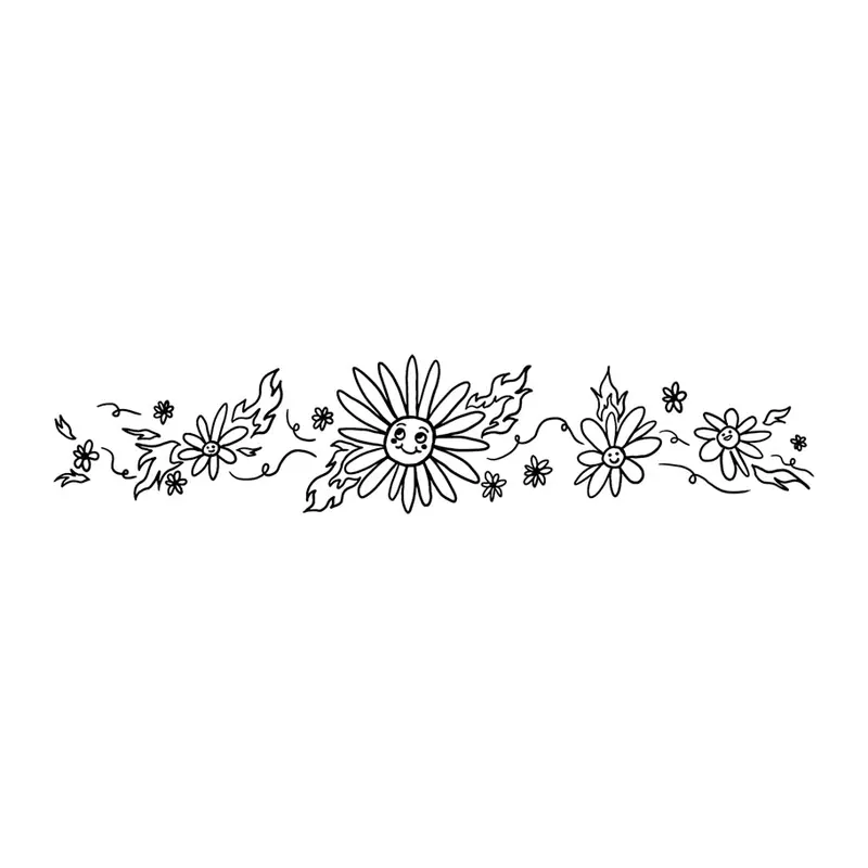 Tatuagem temporária Flores — Faixa de flores pequenas. Inclui flores