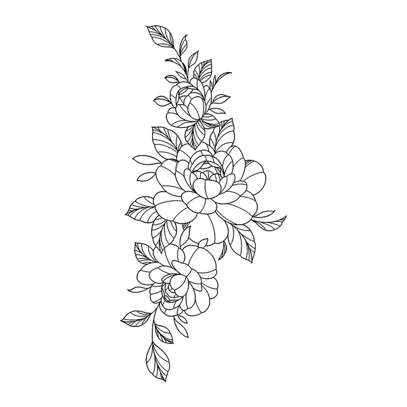 Tatuagem temporária Flores — Faixa de flores vertical. Inclui flores