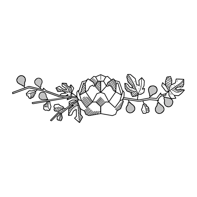 Tatuagem temporária Folhas e Plantas — Faixa de folhas e alcachofra. Inclui folhas