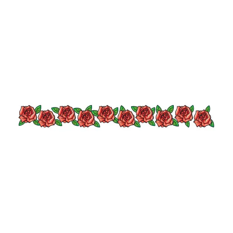 Tatuagem temporária Flores — Faixa de rosas vermelhas. Inclui rosas