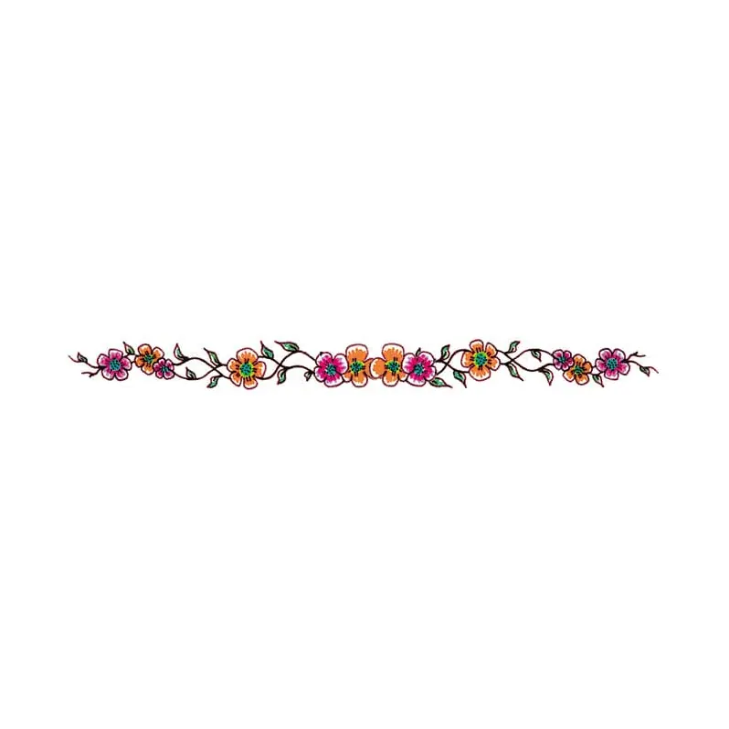 Tatuagem temporária Flores — Faixa fina de flores. Inclui flores