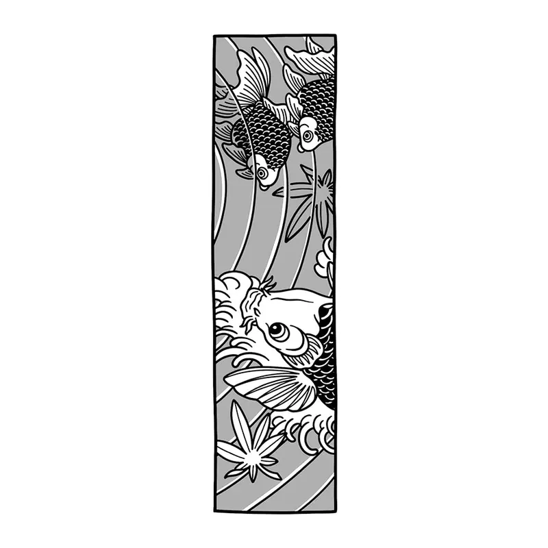 Tatuagem temporária Oriental — Faixa vertical com carpas. Inclui carpas