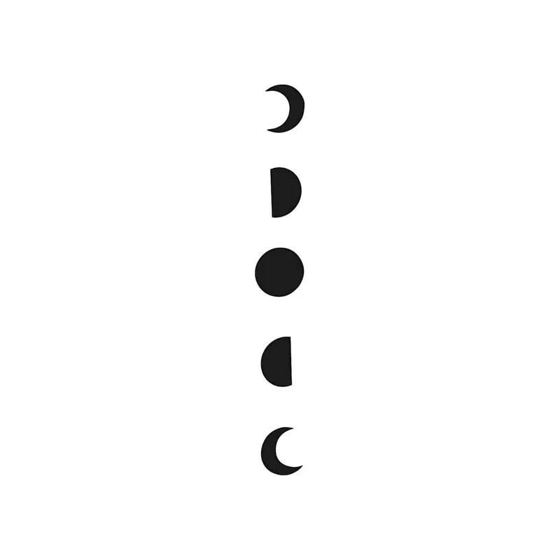 Tatuagem temporária Lua e Sol — Fases da lua vertical. Inclui lua