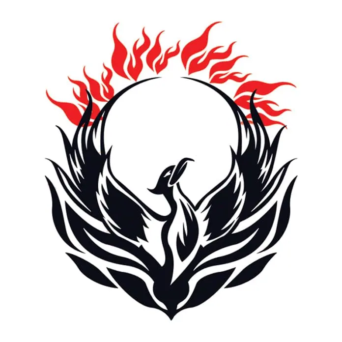 Tatuagem temporária Dragões e Fantasia — Fênix em chamas. Inclui fênix