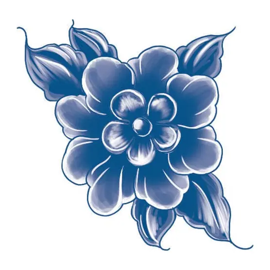 Tatuagem temporária Flores — Flor azul clássica. Inclui flor