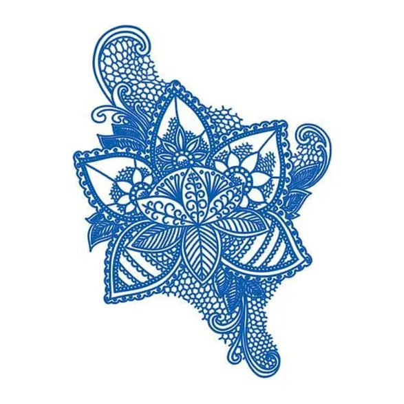 Tatuagem temporária Flores — Flor azul estilo Delft. Inclui flor