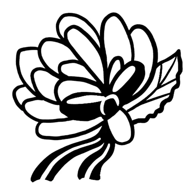 Tatuagem temporária Flores — Flor com fitas. Inclui flor, fitas