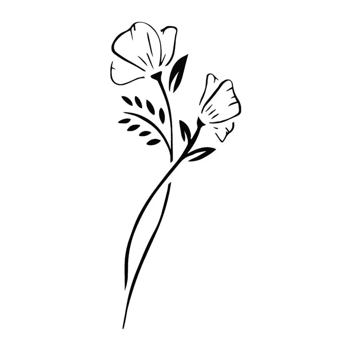Tatuagem temporária Flores — Flor com haste fina. Inclui flor