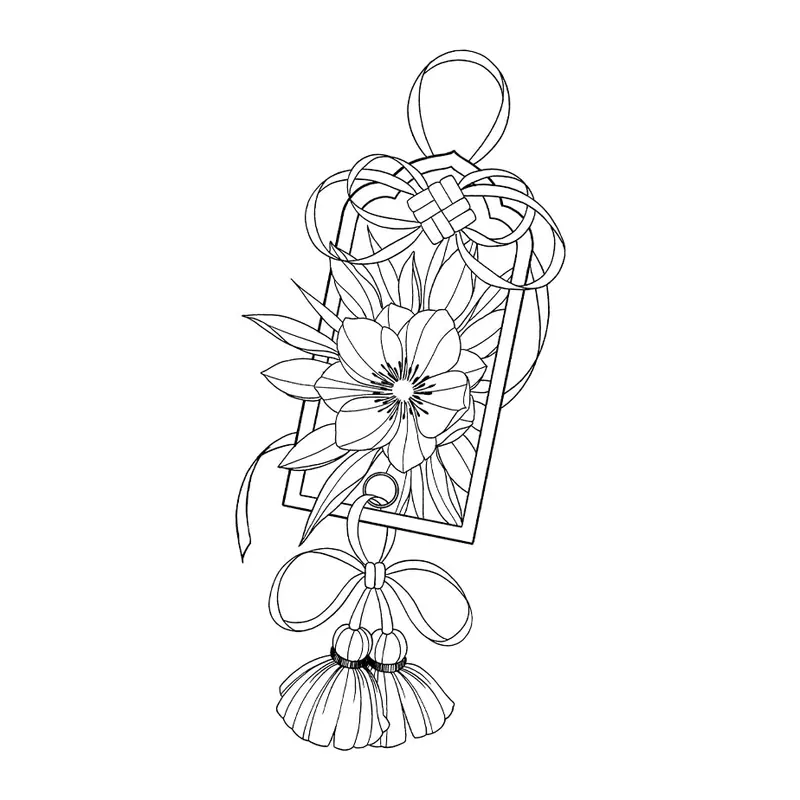 Tatuagem temporária Flores — Flor com nó decorativo. Inclui flor, nó