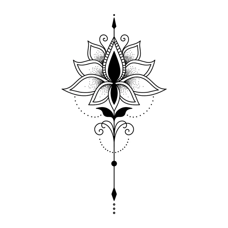 Tatuagem temporária Mandalas e Ornamentos — Flor de lótus ornamental. Inclui lótus