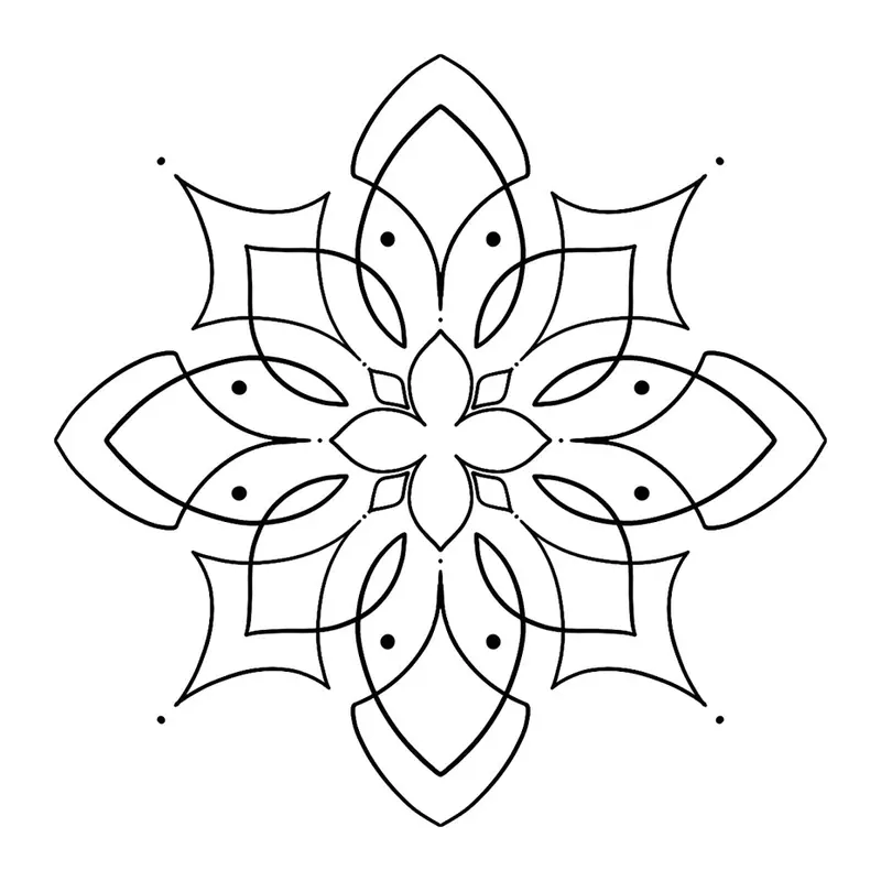 Tatuagem temporária Mandalas e Ornamentos — Flor geométrica simétrica. Inclui flor