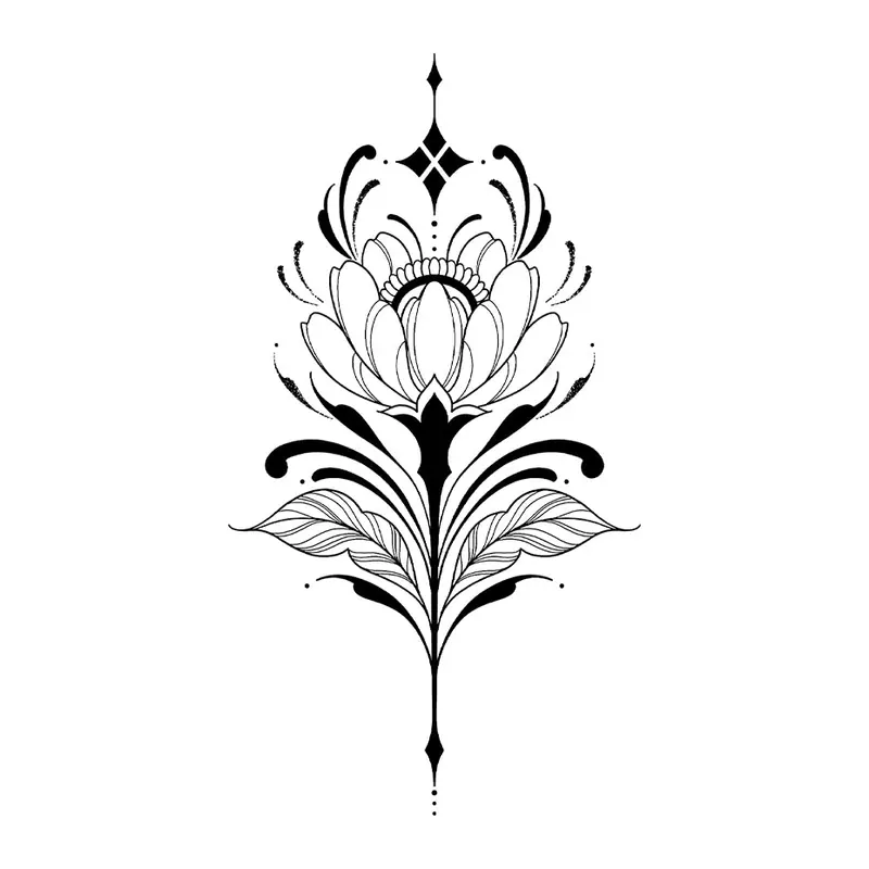 Tatuagem temporária Flores — Flor ornamental delicada. Inclui flor