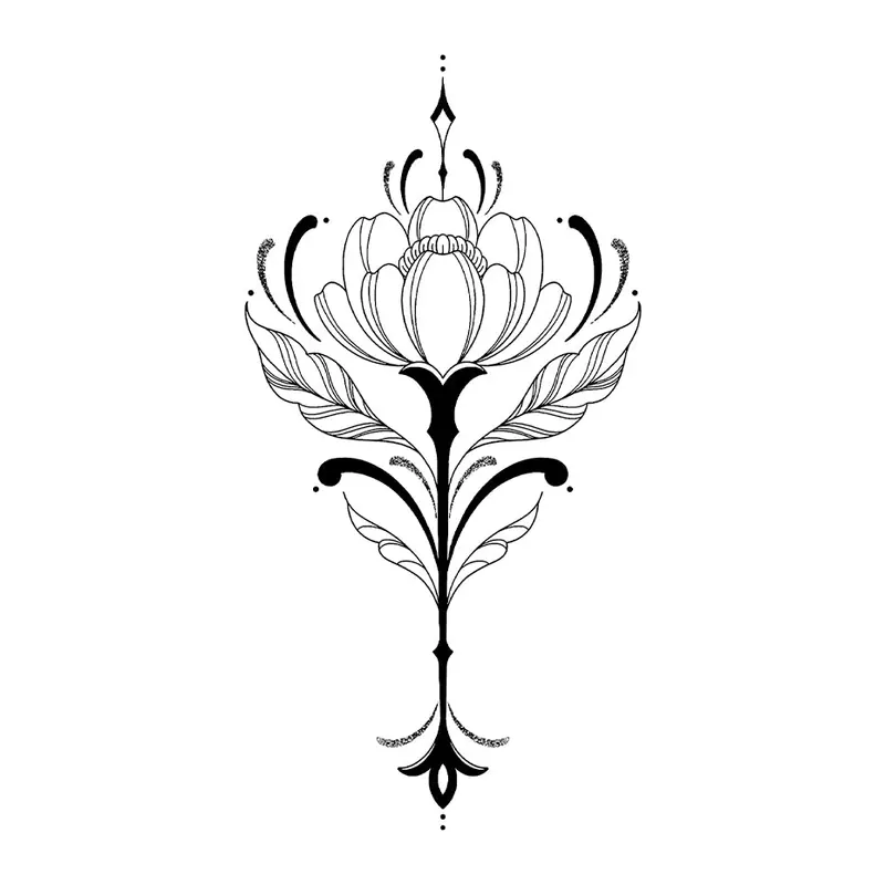 Tatuagem temporária Flores — Flor ornamental vertical. Inclui flor