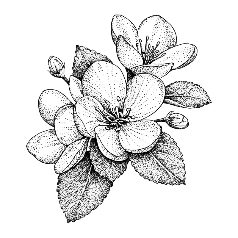 Tatuagem temporária Flores — Flores de cerejeira realistas. Inclui flor de cerejeira