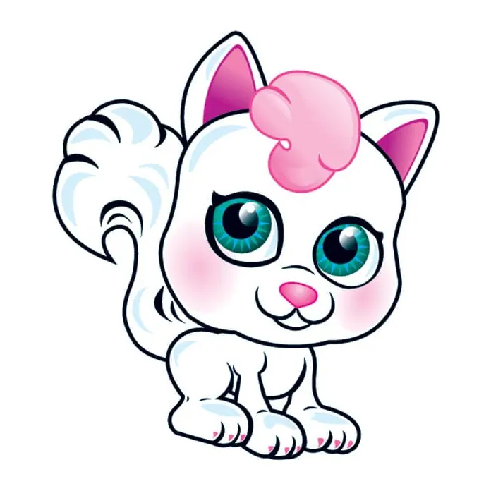 Tatuagem temporária Gatos — Gatinha branca fofa. Inclui gato