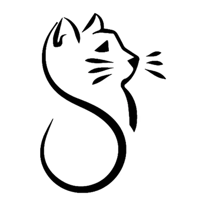 Tatuagem temporária Gatos — Gato em linha com cauda em S. Inclui gato