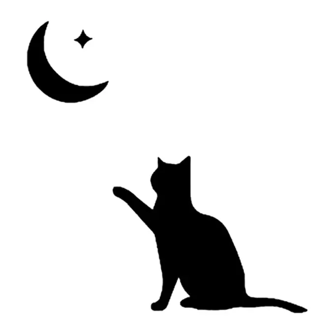 Tatuagem temporária Gatos — Gato olhando a lua. Inclui gato, lua