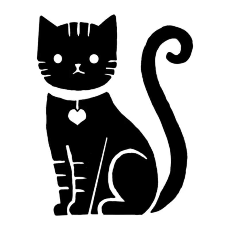 Tatuagem temporária Gatos — Gato preto com coração. Inclui gato, coração