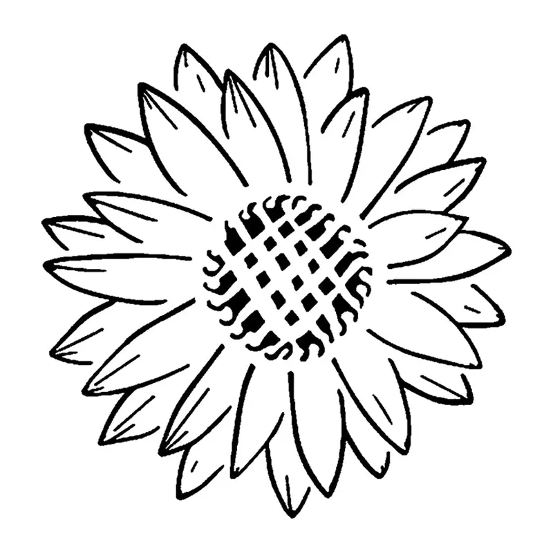 Tatuagem temporária Flores — Girassol em contorno. Inclui girassol