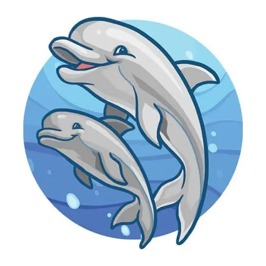Tatuagem temporária Mar e Animais Marinhos — Golfinhos nadando. Inclui golfinhos