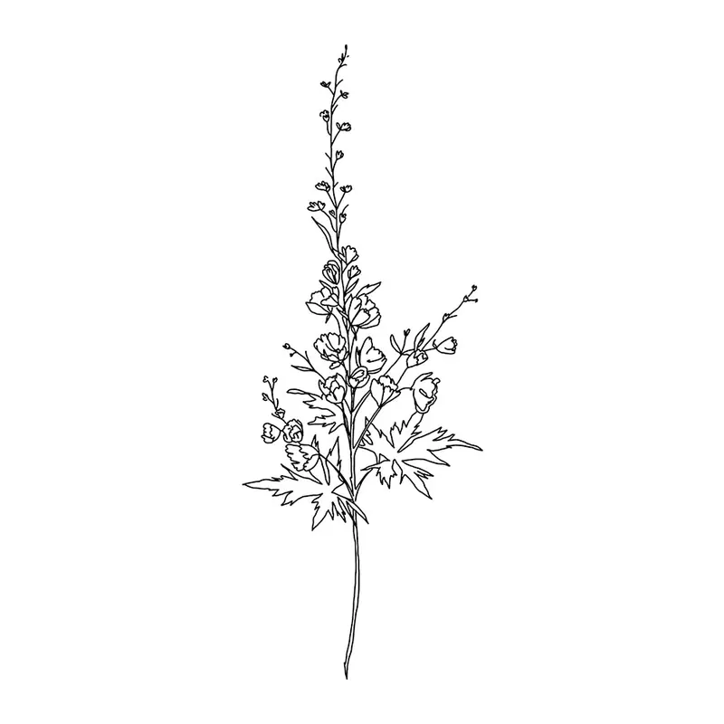 Tatuagem temporária Flores — Haste de flores finíssima. Inclui flores