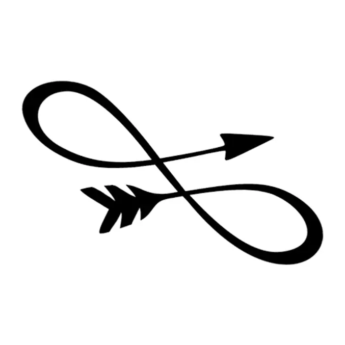 Tatuagem temporária Símbolos — Infinito com flecha. Inclui infinito, flecha