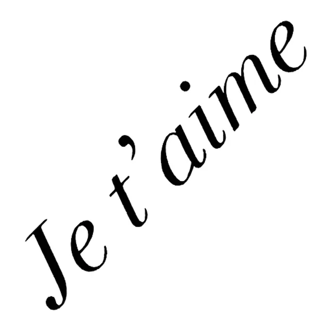 Tatuagem temporária Letras e Frases — Je t'aime (eu te amo em francês). Inclui je t'aime