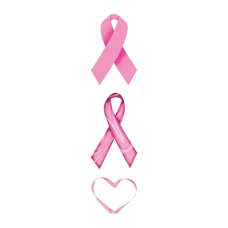 Tatuagem temporária Símbolos — Laços rosa e coração. Inclui laços, coração