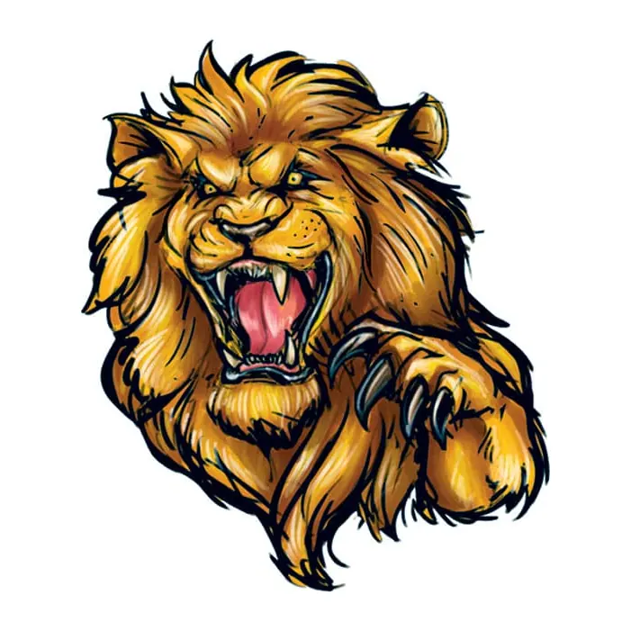 Tatuagem temporária Animais Selvagens — Leão rugindo. Inclui leão