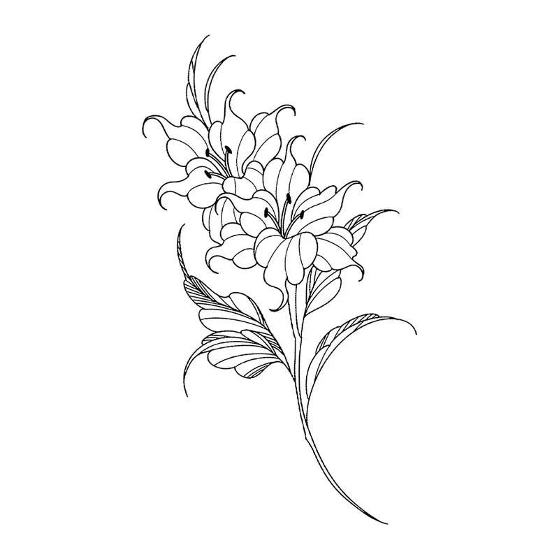 Tatuagem temporária Flores — Lírios em traço fino. Inclui lírios
