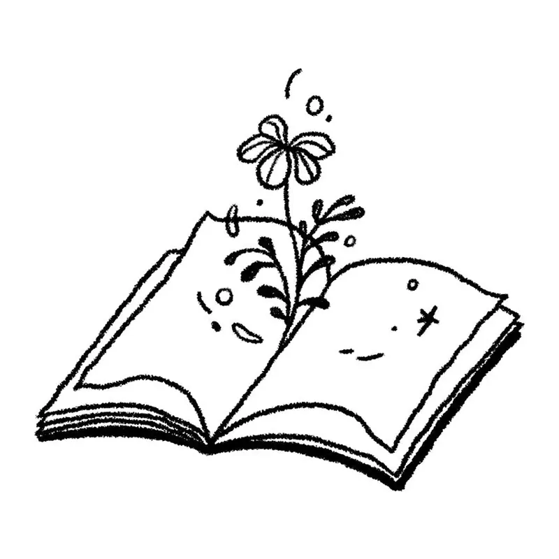 Tatuagem temporária Objetos — Livro aberto com flor. Inclui livro, flor