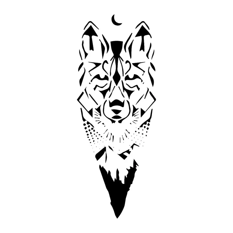 Tatuagem temporária Animais Selvagens — Lobo geométrico. Inclui lobo