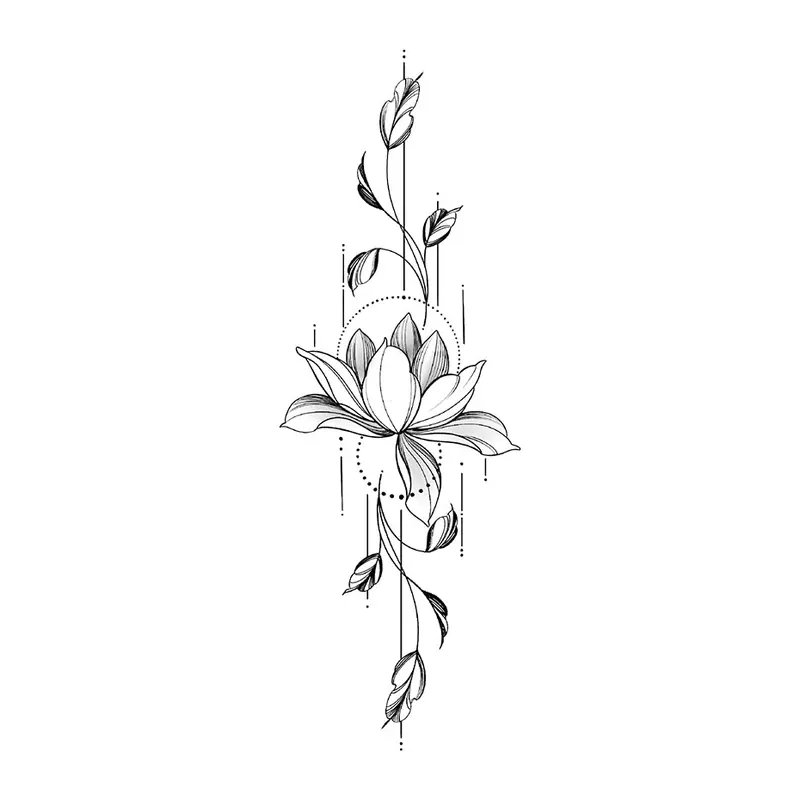 Tatuagem temporária Flores — Lótus com trepadeira. Inclui lótus
