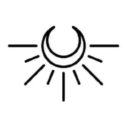 Tatuagem temporária Lua e Sol — Lua com raios de sol. Inclui lua, raios