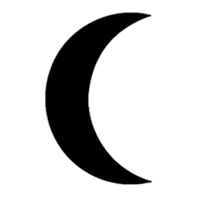 Tatuagem temporária Lua e Sol — Lua crescente preenchida. Inclui lua