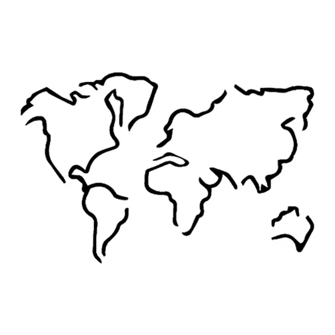 Tatuagem temporária Viagem e Aventura — Mapa-múndi em linha — Modelo 1. Inclui mapa