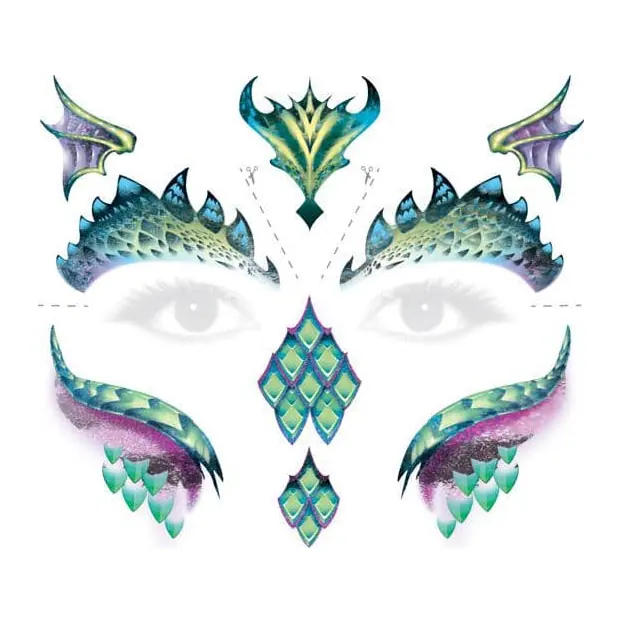 Tatuagem temporária Efeitos e Fantasia — Maquiagem de escamas de dragão. Inclui dragão, escamas
