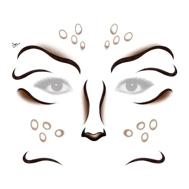 Tatuagem temporária Efeitos e Fantasia — Maquiagem facial de cervo. Inclui cervo, rosto
