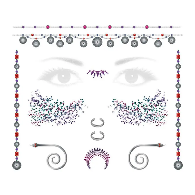 Tatuagem temporária Efeitos e Fantasia — Maquiagem facial de joias. Inclui joias