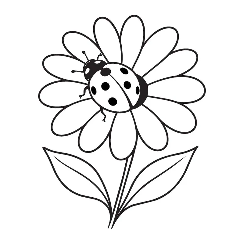 Tatuagem temporária Flores — Margarida com joaninha. Inclui margarida, joaninha