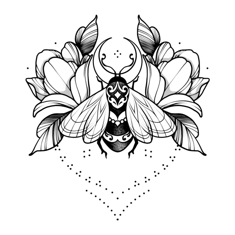 Tatuagem temporária Borboletas e Insetos — Mariposa com flores. Inclui mariposa, flores