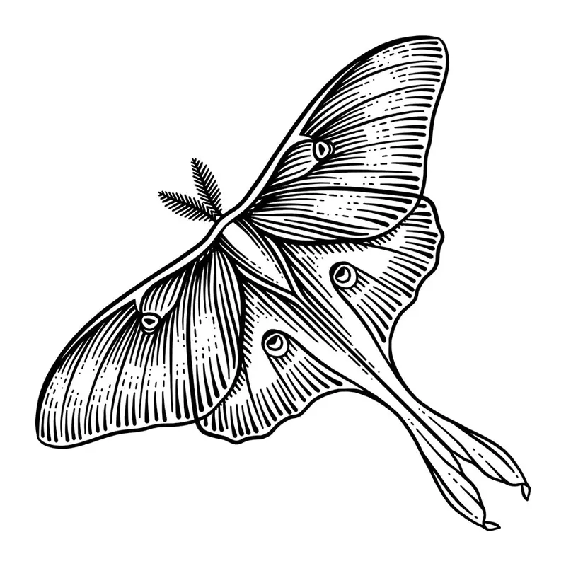 Tatuagem temporária Borboletas e Insetos — Mariposa-lua. Inclui mariposa