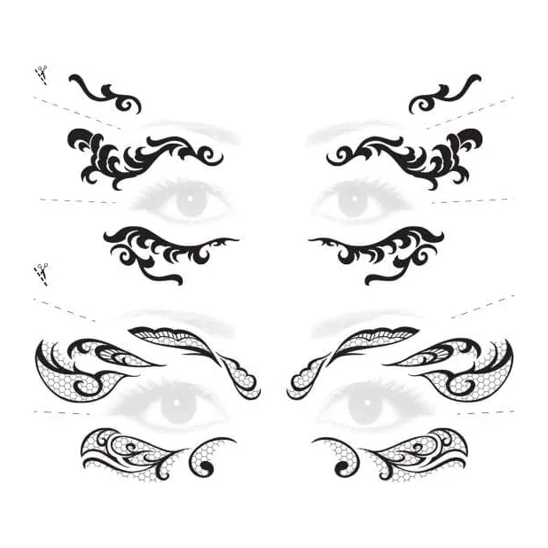 Tatuagem temporária Efeitos e Fantasia — Máscara de renda para olhos. Inclui renda, olhos