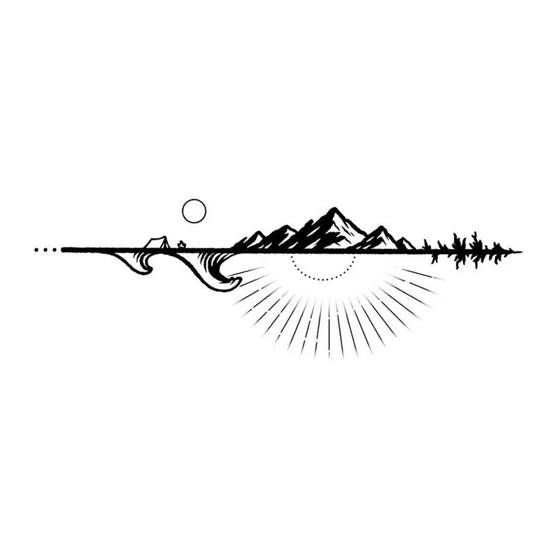 Tatuagem temporária Montanhas e Paisagens — Montanhas com reflexo. Inclui montanhas