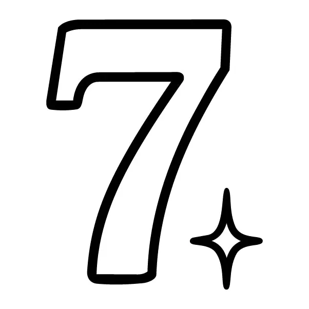 Tatuagem temporária Números — Número 7 com estrela. Inclui número, estrela