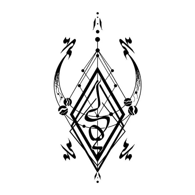 Tatuagem temporária Místico e Esotérico — Ornamento com cobra e luas. Inclui cobra, luas