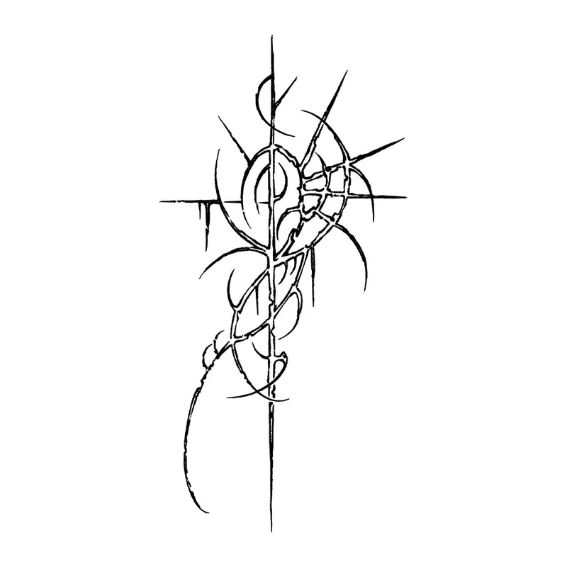 Tatuagem temporária Símbolos — Ornamento de espinhos com cruz. Inclui cruz, espinhos