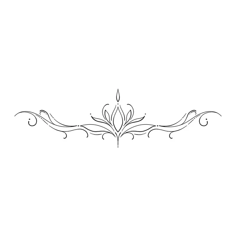 Tatuagem temporária Mandalas e Ornamentos — Ornamento horizontal de lótus. Inclui lótus