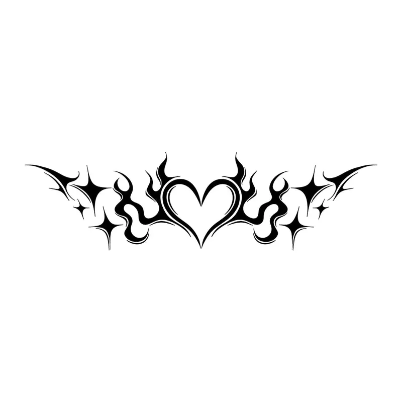 Tatuagem temporária Tribal e Nórdico — Ornamento lombar com coração e espinhos. Inclui coração, espinhos
