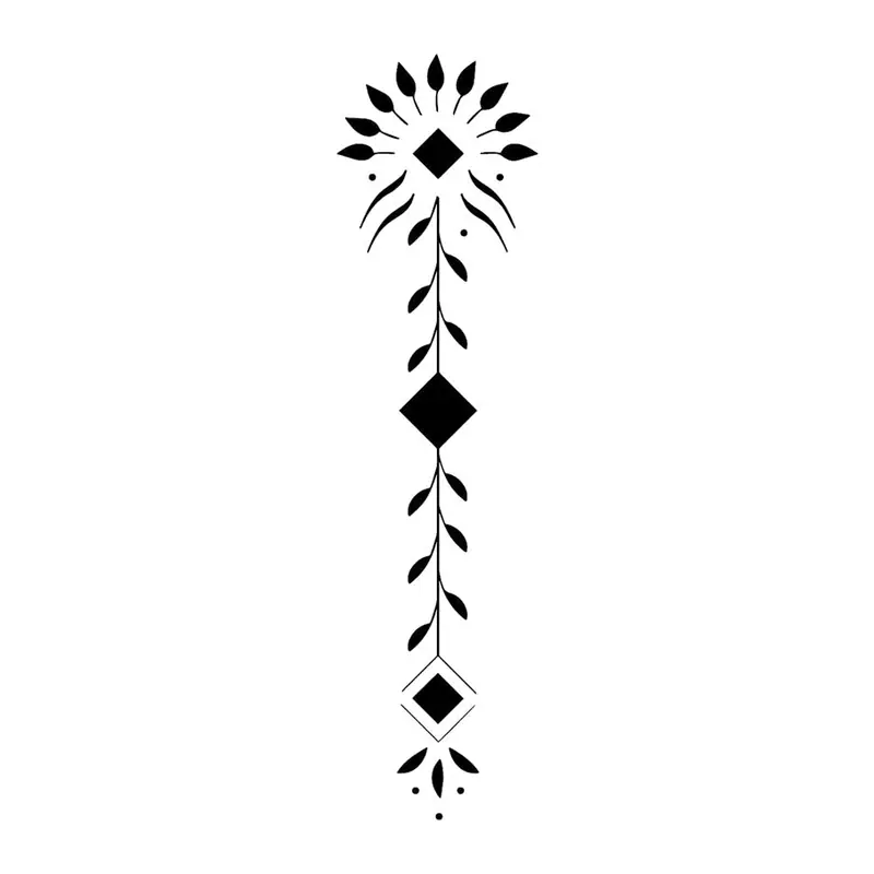 Tatuagem temporária Minimalista — Ornamento vertical com losangos. Inclui losangos
